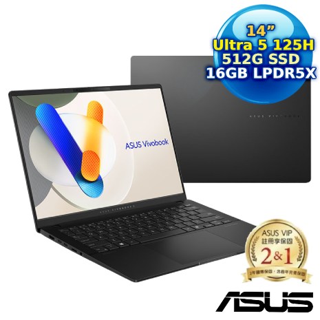 【春季旅行趣】ASUS Vivobook S14 OLED S5406MA-0028K125H  14吋輕薄筆電 極致黑 (Intel Core Ultra 5 125H/16G/512G SSD/14 OLED/W11)