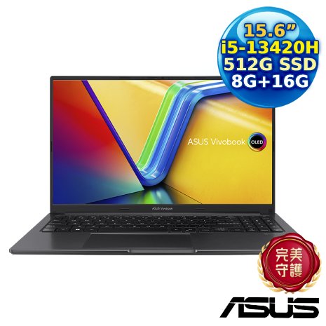 ASUS Vivobook 15 X1505VA-0311K13420H 搖滾黑 15.6吋筆電 (i5-13420H/8G+16G/512G PCIe/15.6 OLED/W11)【記憶體升級特仕版】