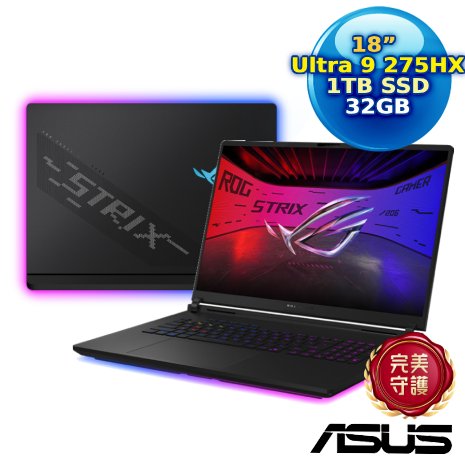 【預購】ASUS ROG Strix SCAR 18 G835LW-0021A275HX-NBLM 18吋電競筆電  闇夜黑(Ultra 9 275HX/32GB/1TB/RTX 5080/18 2.5K/W11)