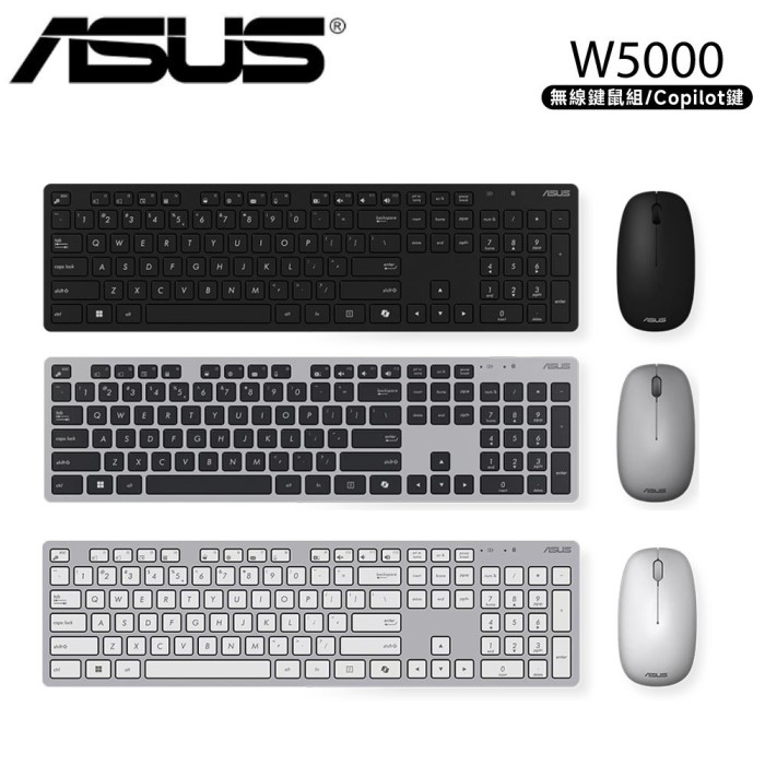 華碩 ASUS 原廠 W5000 輕薄無線鍵盤滑鼠組 (COPILOT鍵 )