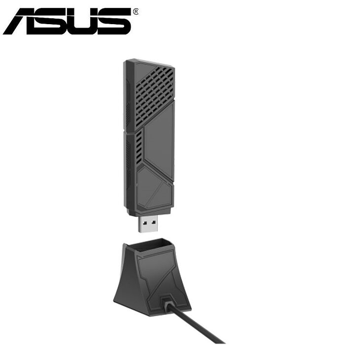 【ASUS 華碩】 ROG USB-BE92 BE6500 三頻 WiFi 7 USB 網路卡 (即插即用/支援MLO/ WIFI7 Router搭配/附TypeC延伸底座)