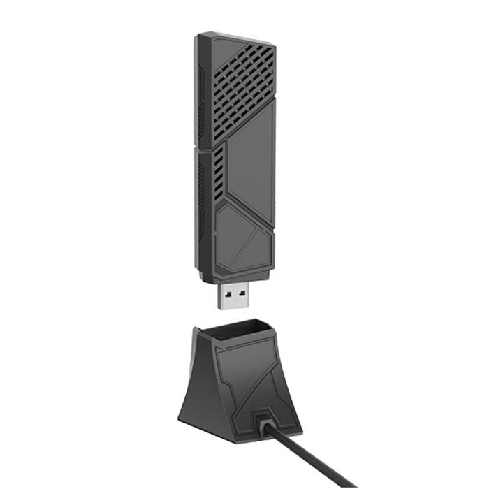 【ASUS 華碩】 ROG USB-BE92 BE6500 三頻 WiFi 7 USB 網路卡 (即插即用/支援MLO/ WIFI7 Router搭配/附TypeC延伸底座)