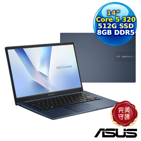 ASUS Vivobook 14 X1404MA-0051B320 午夜藍 14吋筆電 (Core 5 320/8G/512G PCIe/14/FHD/W11)