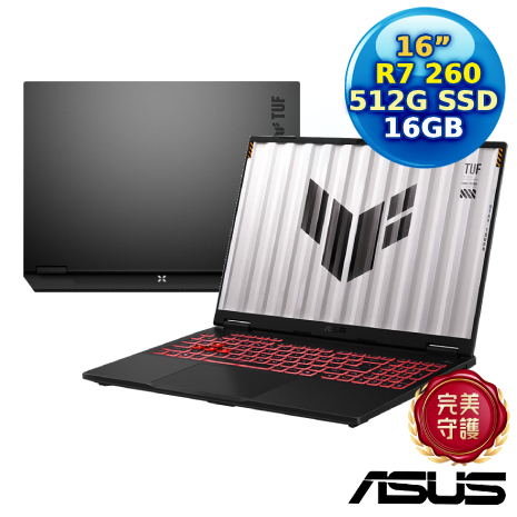 ASUS TUF Gaming A16 FA608UMI-0091A260H 16吋電競筆電 (AMD R7 260/16GB/512G PCIe/RTX 5060/16/W11)