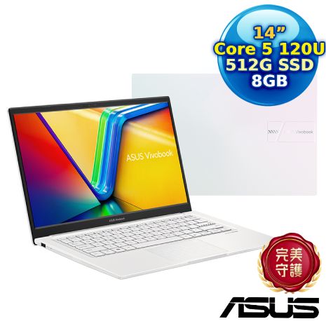 ASUS Vivobook 14 X1404VA-0421W120U 幻彩白 14吋筆電(Core 5 120U/8G/512G PCIe/14/FHD/W11)