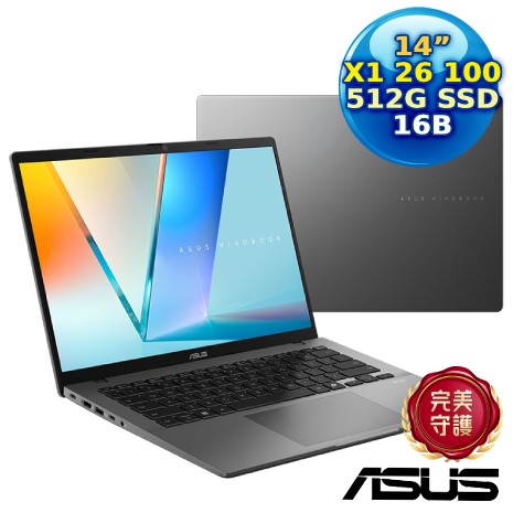 ASUS Vivobook S14 S3407QA-0042G26100 夜幕灰(Snapdragon X X1-26-100/16GB/512G PCIe/14/W11)