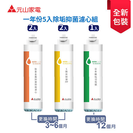 元山 YS-9803CT一年份五入盒裝濾心組(YS-8100RWF/YS-8105RWF淨飲機專用濾心)