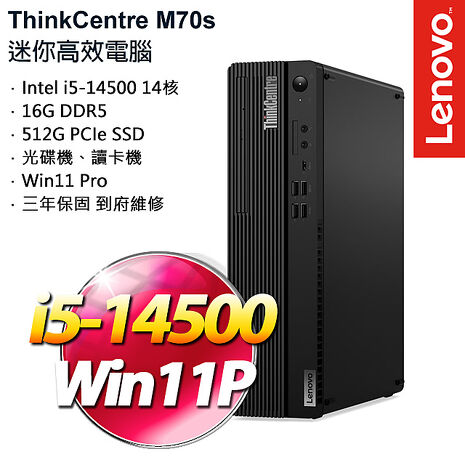Lenovo聯想 ThinkCentre M70s 商用桌上型電腦 i5-14500/16G/512G SSD/W11P/三年保