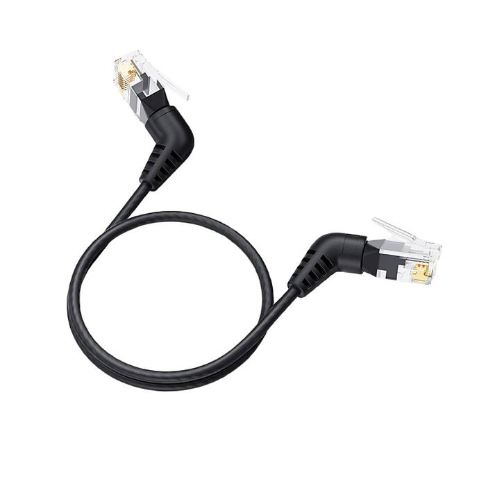 魔宙 Cat.6a 10Gbps極速 可旋轉彎頭電競網路線 黑 1米