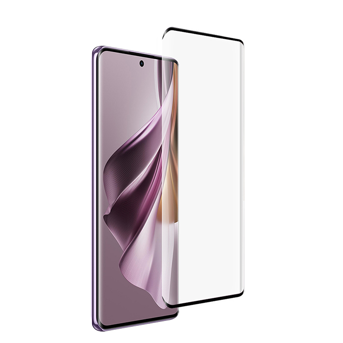 【YANGYI揚邑】OPPO Reno10 pro 滿版鋼化玻璃膜3D曲面防爆抗刮保護貼-黑