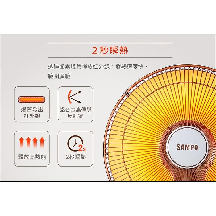 SAMPO聲寶 14吋負離子紅外線鹵素電暖器 HX-FG14F