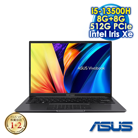 【記憶體升級特仕版】ASUS Vivobook 14 X1405VA-0041K13500H 搖滾黑 14吋筆電 (WUXGA IPS/Intel i5-13500H/8G+8G DDR4/512G PCIE SSD/WIN 11)