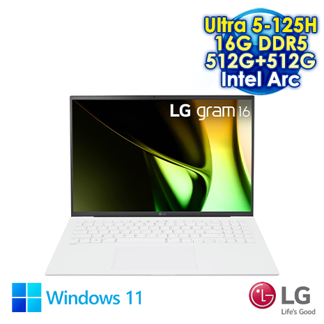 【AI新紀元M365大方送】【硬碟升級特仕版】LG gram 16Z90S-G 16吋AI&Evo筆電 (WQXGA IPS/Intel Ultra 5-125H/16G DDR5/512G+512G PCIE SSD/WIN 11)