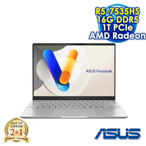 【硬碟升級特仕版】ASUS Vivobook S 14 OLED M5406NA 14吋筆電 (WUXGA OLED/AMD R5-7535HS/16G DDR5/1T PCIE SSD/WIN 11)