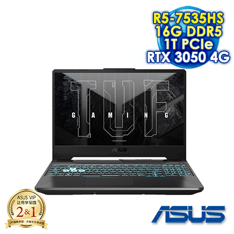 ASUS TUF Gaming A15 FA506NC-0042B7535HS 石墨黑 15.6電競筆電 (FHD IPS 144Hz/AMD R5-7535HS/16G DDR5/1T PCIE SSD/NVIDIA RTX 3050 4G/WIN 11)【TUF電競好禮送】