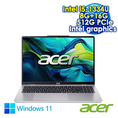 ACER Swift Lite SFL14-53M-575G 銀 14吋文書輕薄筆電 (WUXGA IPS NTSC 45%/Intel i5-1334U/8G+16G DDR5/512G PCIE SSD/WIN 11)【記憶體升級特仕版】