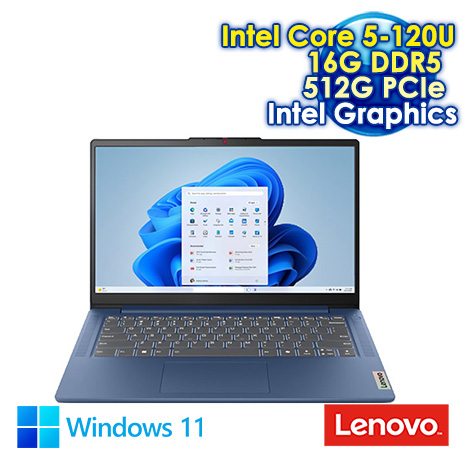 Lenovo IdeaPad Slim 3i 83E5000HTW 深邃藍 14吋筆電 (FHD IPS 60Hz/Intel Core5-120U/16G DDR5/512G PCIE SSD/WIN 11)