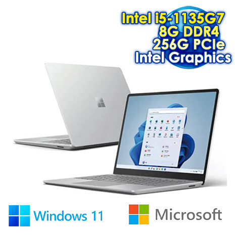 Microsoft 微軟 Surface Laptop Go 2 S 12.4吋輕薄觸控筆電-白金 國際版(i5-1135G7/8G DDR4 /256G SSD/W11)【國際版無中文鍵盤】