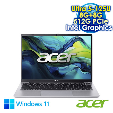 ACER Swift Lite 14 SFL14-51M-50W8 銀 14吋AI輕薄筆電 ( WUXGA OLED/Intel Ultra 5-125U/8G+8G DDR5/512G SSD/WIN 11)