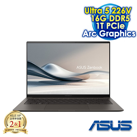 ASUS Zenbook S 14 UX5406SA-0052I226V 灰 14吋AI筆電 (3K OLED 120Hz/Intel Ultra 5 226V/16G DDR5/1TB PCIe SSD/WIN 11)