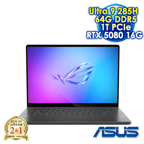 ASUS ROG Zephyrus G16 GU605CW-0038E285H-NBLO 日蝕灰 16吋AI電競筆電 (2.5K OLED 240Hz/Ultra 9 285HX/64G DDR5/1T PCIE SSD/NVIDIA RTX 5080 16G/WIN 11)