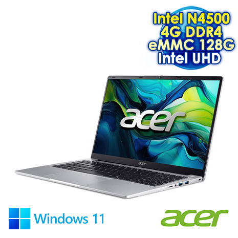 ACER Aspire Lite 15 AL15-32P-C2R2 銀 15.6吋筆電 (FHD IPS NTSC 45%/Celeron N4500/4G DDR4/eMMC 128GB SSD/WIN 11)