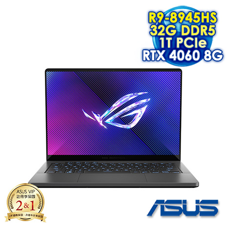 ASUS ROG Zephyrus G14 GA403UV-0042E8945HS-NBLO 日蝕灰 14吋電競筆電 (3K OLED 120HZ/AMD R9-8945HS/32G DDR5/1T PCIE SSD/NVIDIA RTX 4060 8G/WIN 11)