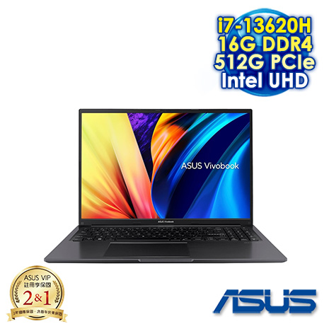 ASUS Vivobook 15 X1605VA-0251K13620H 搖滾黑 16吋筆電 (WUXGA IPS/Intel i7-13620H/16G DDR4/512G PCIE SSD/WIN 11)