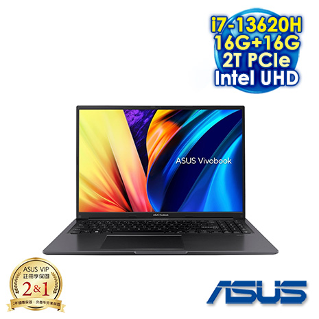ASUS Vivobook 15 X1605VA-0251K13620H 搖滾黑 16吋筆電 (WUXGA IPS/Intel i7-13620H/16G+16G DDR4/2T PCIE SSD/WIN 11)【全面升級特仕版】