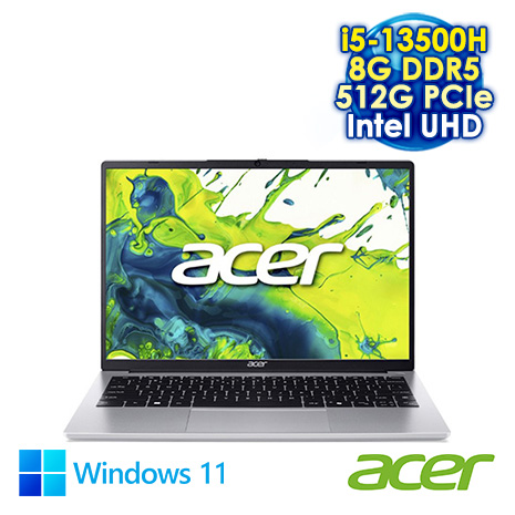 ACER Aspire Lite 14 AL14-71P-53T3 銀 14吋筆電 (WUXGA IPS/Intel i5-13500H/8G DDR5/512G SSD/WIN 11)