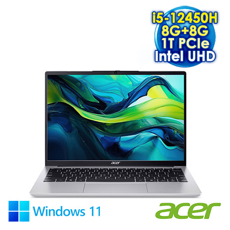 ACER Aspire Lite 14 AL14-71M-56E0 銀 14吋筆電 (WUXGA IPS/Intel i5-12450H/8G+8G DDR5/1T SSD/WIN 11)【全面升級特仕版】