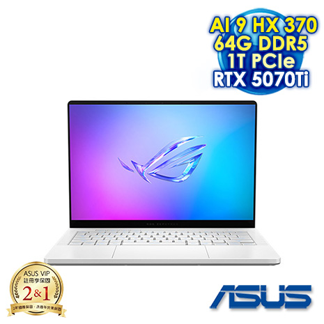 ASUS ROG Zephyrus G14 GA403WR-0058HHX370-NBLO 鉑月銀 14吋電競筆電 (3K OLED 120HZ/AMD Ryzen AI 9 HX 370/64G DDR5/1T PCIE SSD/NVIDIA RTX 5070Ti 12G/WIN 11)