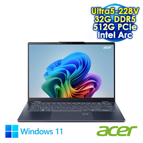 ACER Swift SF14-51-53QN 藍 14吋AI筆電 (2.8K OLED 90Hz/Ultra5-228V/32G DDR5/512G PCIE SSD/WIN 11)
