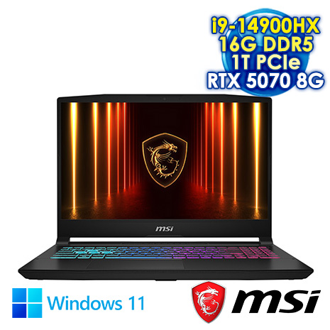 MSI Katana 17 HX B14WGK-037TW 黑 17.3吋電競筆電 (QHD 240Hz IPS/Intel i9-14900HX/16GG DDR5/1T PCIE SSD/RTX 5070 8G/WIN 11)