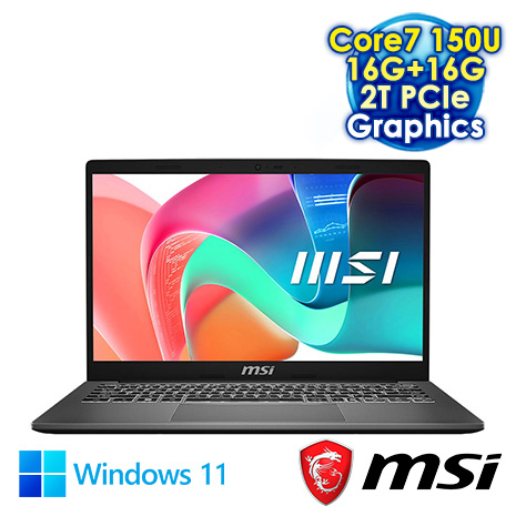 MSI Modern 13 F1MG-001TW 灰 13.3吋商用筆電 (FHD IPS/Intel Core 7 150U/16G+16G DDR4/2T PCIE SSD/WIN 11)【全面升級特仕版】