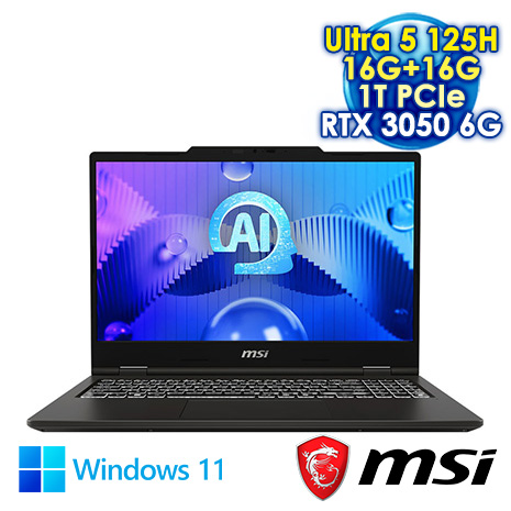 MSI VenturePro 15 AI A1UDXG-004TW 黑 15.6吋AI筆電 (FHD IPS 144Hz/Intel Ultra 5 125H/16G+16G DDR5/1T PCIE SSD/RTX 3050 6G/WIN 11)【全面升級特仕版】