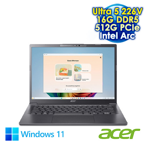 ACER Aspire 14 A14-52M-52E8 灰 14吋筆電 (WUXGA OLED/Intel Ultra 5-226V/16G DDR5/512G PCIE SSD/WIN 11)