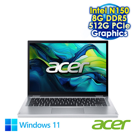 ACER Aspire Go Spin AGSP14-31PT-C41L 銀 14吋筆電 (WUXGA IPS 翻轉觸控/Intel N150/8G DDR5/512G PCIe SSD/WIN 11)