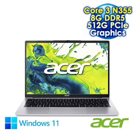 ACER Aspire Lite 14 AL15-33P-31JK 銀 14吋筆電 (FHD IPS/Intel Core 3 N355/8G DDR5/512G SSD/WIN 11)