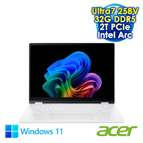 ACER Swift Edge AI SFE14-51T-70DG 白 14吋AI輕薄筆電 (2.8K OLED 120Hz/Intel Ultra7 258V/32G DDR5/2T PCIE SSD/WIN 11)【硬碟升級特仕版】