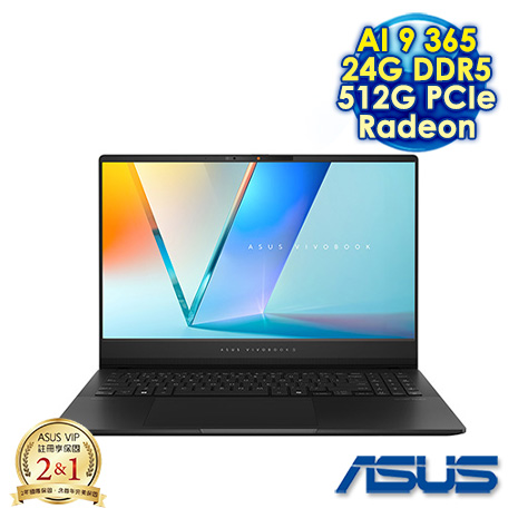 ASUS Vivobook S15 OLED M5506WA-0058K365H 極致黑 15.6吋AI筆電 (3K OLED 120Hz/AMD Ryzen AI 9 HX 370/24G DDR5/512G PCIE SSD/WIN 11)
