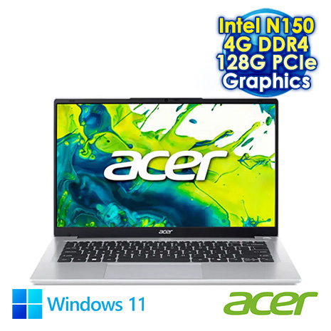 ACER Aspire Lite 14 AL14-34P-C4V5 銀 14吋文書筆電 (HD/Intel N150/4G DDR4/128G PCIe SSD/WIN 11 S)