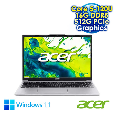 ACER Aspire Lite 15 AL15-51P-50GN 銀 15.3吋筆電 (WUXGA IPS 120Hz/Intel Core 5-120U/16G DDR5/512G PCIE SSD/WIN 11)