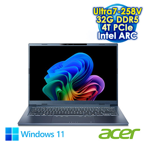 ACER Swift Go 14 SFG14-75-76T1 藍 14吋AI筆電 (WUXGA OLED/Intel Ultra7 258V/32G DDR5/4T PCIE SSD/WIN 11)【硬碟升級特仕版】