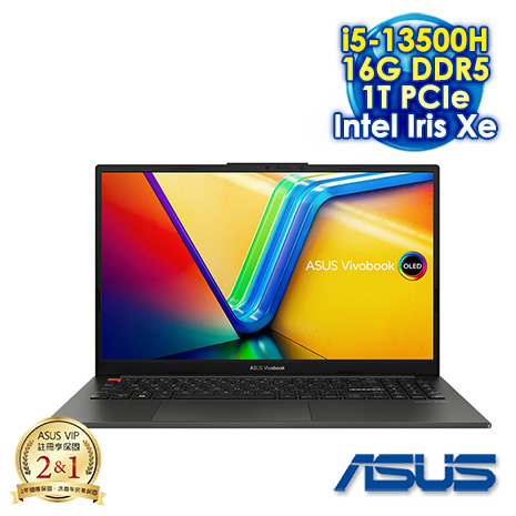 ASUS Vivobook S 15 OLED S5504VA-0132K13500H 午夜黑 15.6吋Evo筆電 (2.8K OLED 120Hz/Intel i5-13500H/16G DDR5/1T PCIE SSD/WIN 11)【硬碟升級特仕版】