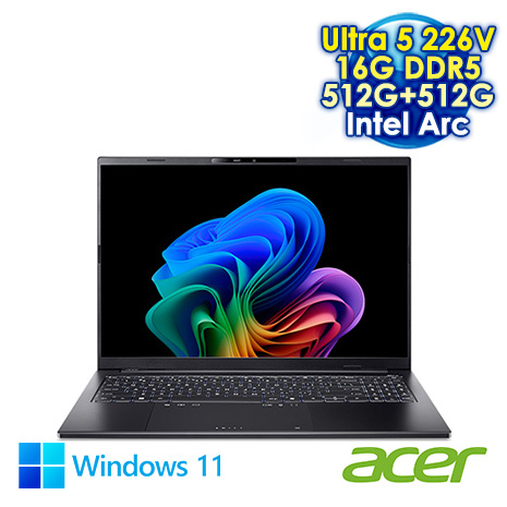 ACER Swift Go 16 SFG16-74-59TK 黑 16吋AI效能筆電 (WUXGA+ OLED/Intel Ultra 5 226V/16G DDR5/512G+512G PCIE SSD/Intel Arc/WIN 11)【硬碟升級特仕版】