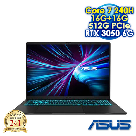ASUS V16 V3607VJ-0121K240H 黑 16吋電競筆電 (WUXGA IPS 144Hz/Intel Core 7 240H/16G+16G DDR5/512G PCIe SSD/NVIDIA GeForce RTX 3050 6G/WIN 11)【記憶體升級特仕版】