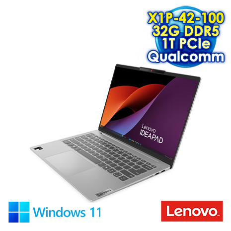 Lenovo IdeaPad SLIM 5X 83HL005HTW 雲朵灰 14吋OLED筆電 (WUXGA OLED/Snapdragon X Plus X1P-42-100/32G DDR5/1T PCIE SSD/WIN 11)