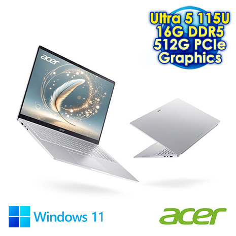 ACER Swift Lite SFL16-52M-54S8 銀 16吋AI輕薄筆電 (WUXGA IPS/Intel Ultra 5 115U/16G DDR5/512G PCIe SSD/WIN 11)