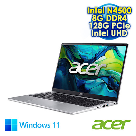 ACER Aspire Lite AL15-32P-C73T 銀 15.6吋文書效能筆電 (FHD IPS/Intel Celeron N4500/8G DDR4/128G PCIe SSD/WIN 11)